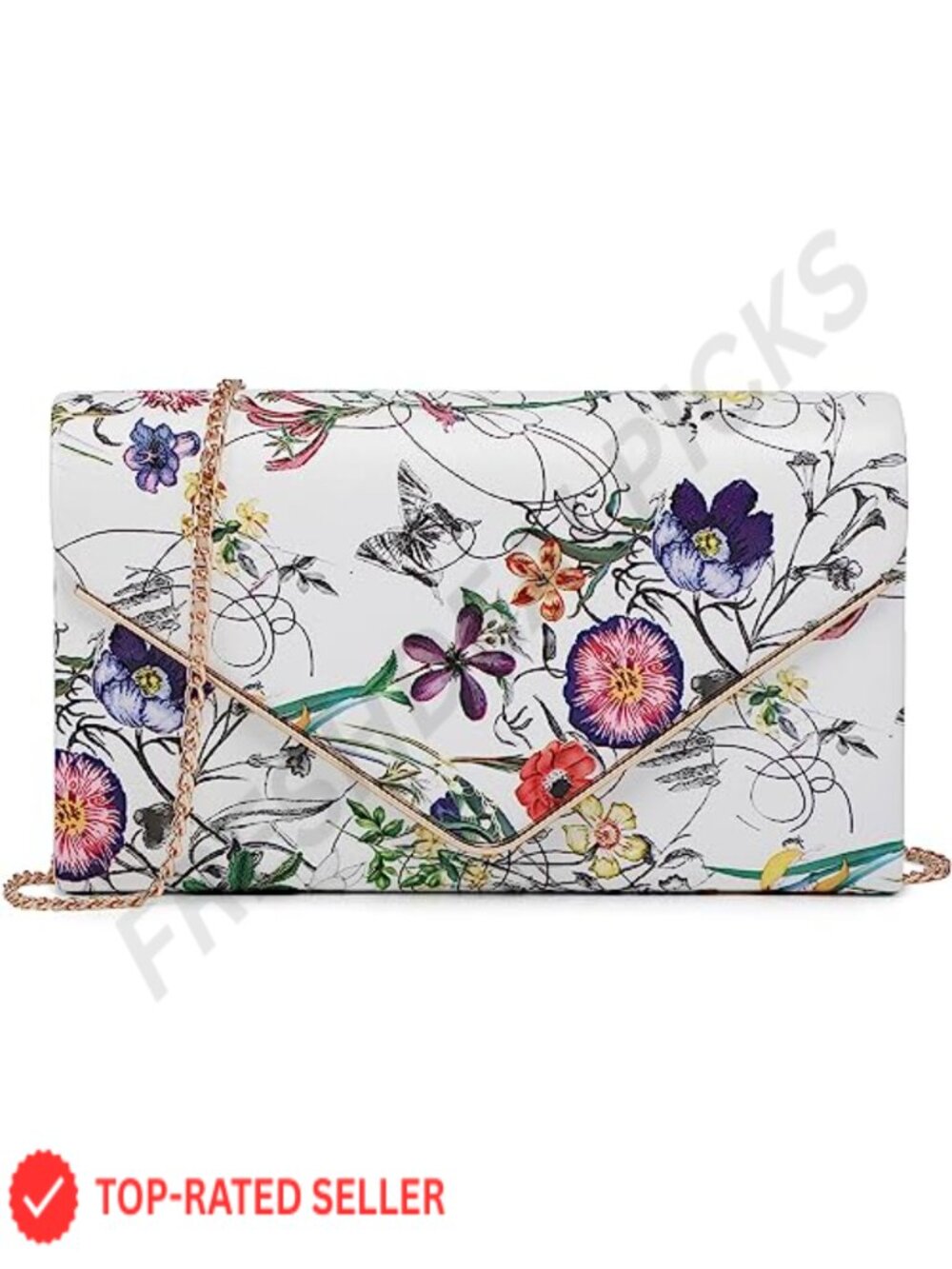 Faux Suede Clutch Evening Bag with Gold Chain Strap Bridal Formal